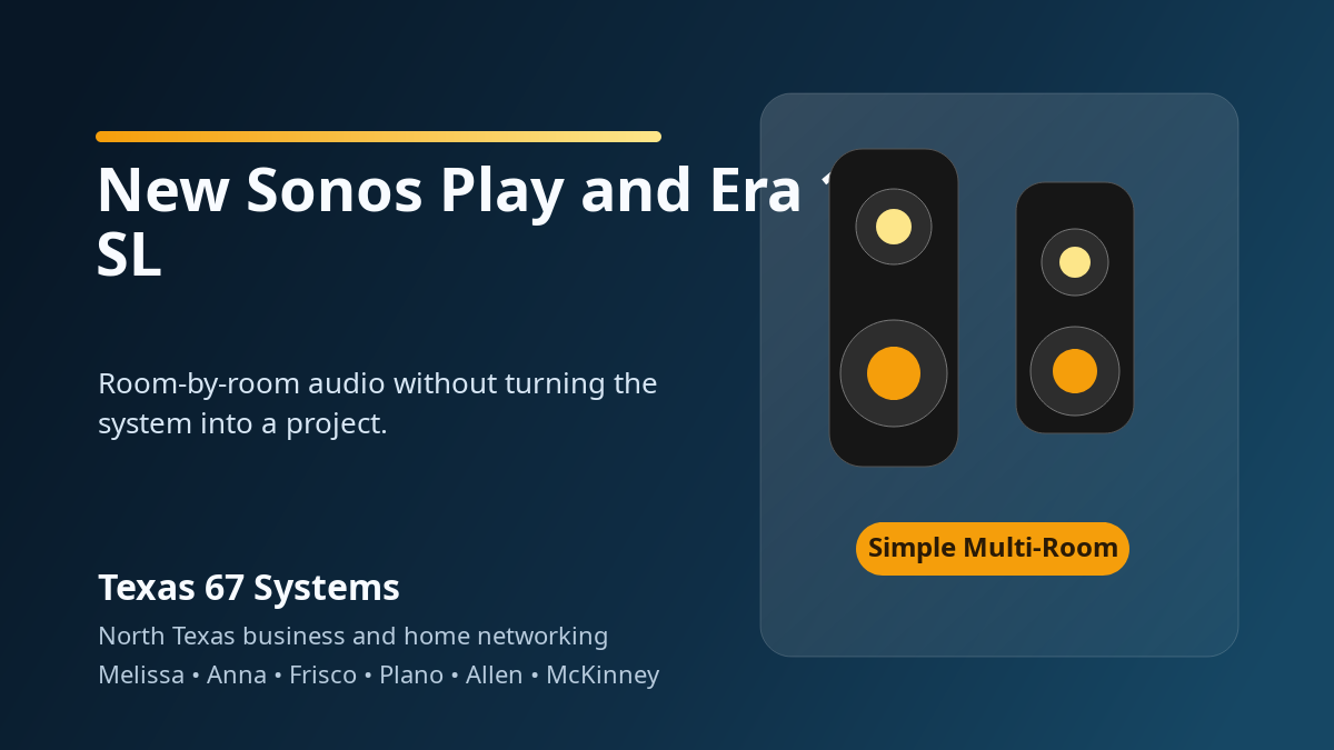 New Sonos Play and Era 100 SL: Easier Room-by-Room Audio Without Overcomplicating the System featured image for Texas 67 Systems