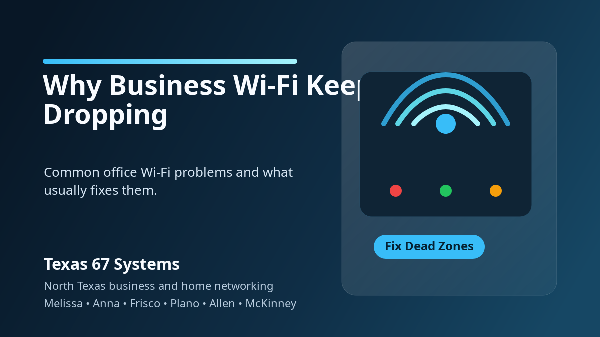 Why Business Wi-Fi Keeps Dropping and What to Do About It featured image for Texas 67 Systems