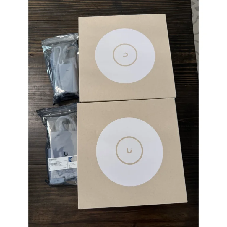 UniFi access point equipment staged for a Texas 67 Systems Wi-Fi installation.