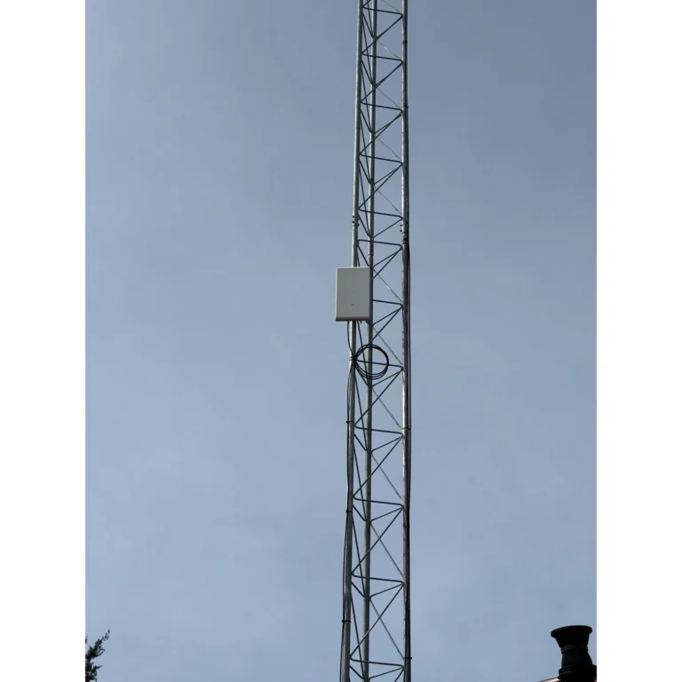 Outdoor antenna tower used for a wireless connectivity project.