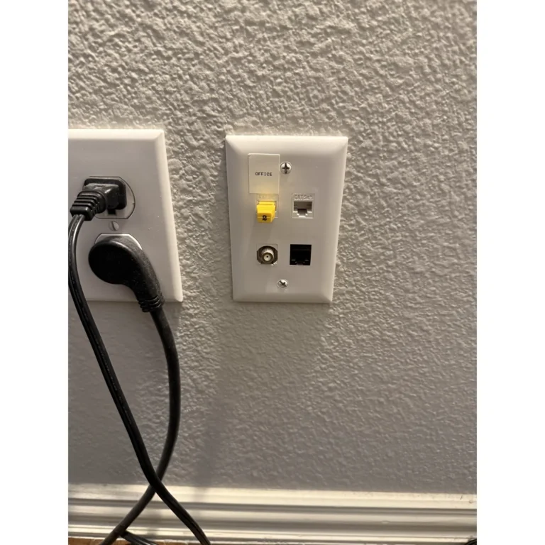 Power and outlet detail reviewed during a technology installation project.