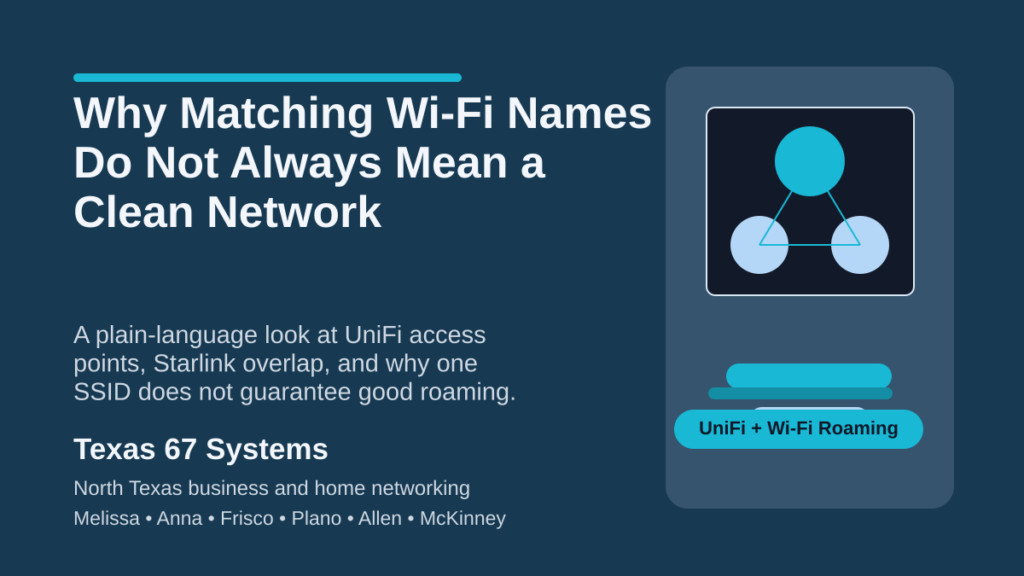 Featured image for Why Matching Wi-Fi Names Do Not Always Mean a Clean Network showing a UniFi and Wi-Fi roaming visual