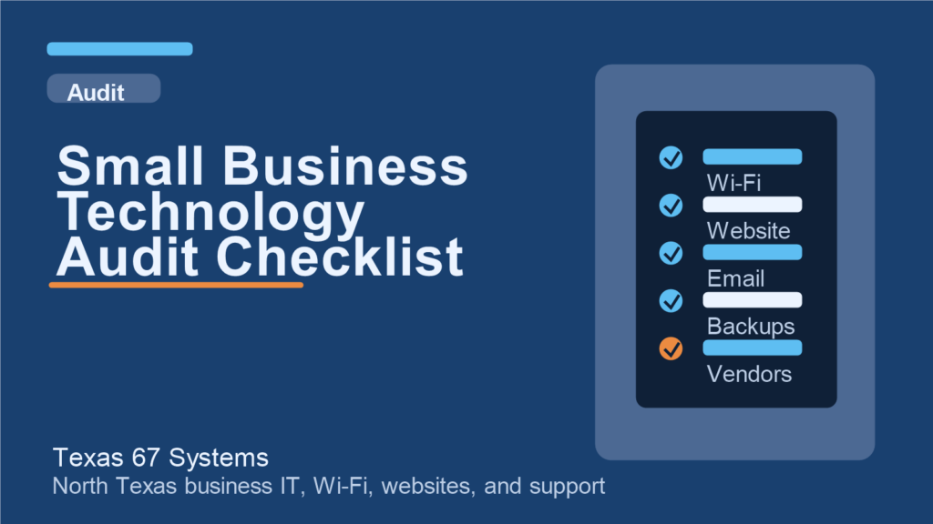Small business technology audit checklist social preview image for Texas 67 Systems.