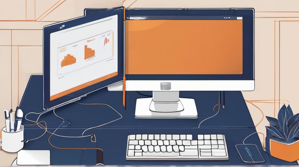 Small office data protection workspace with computers and backup planning